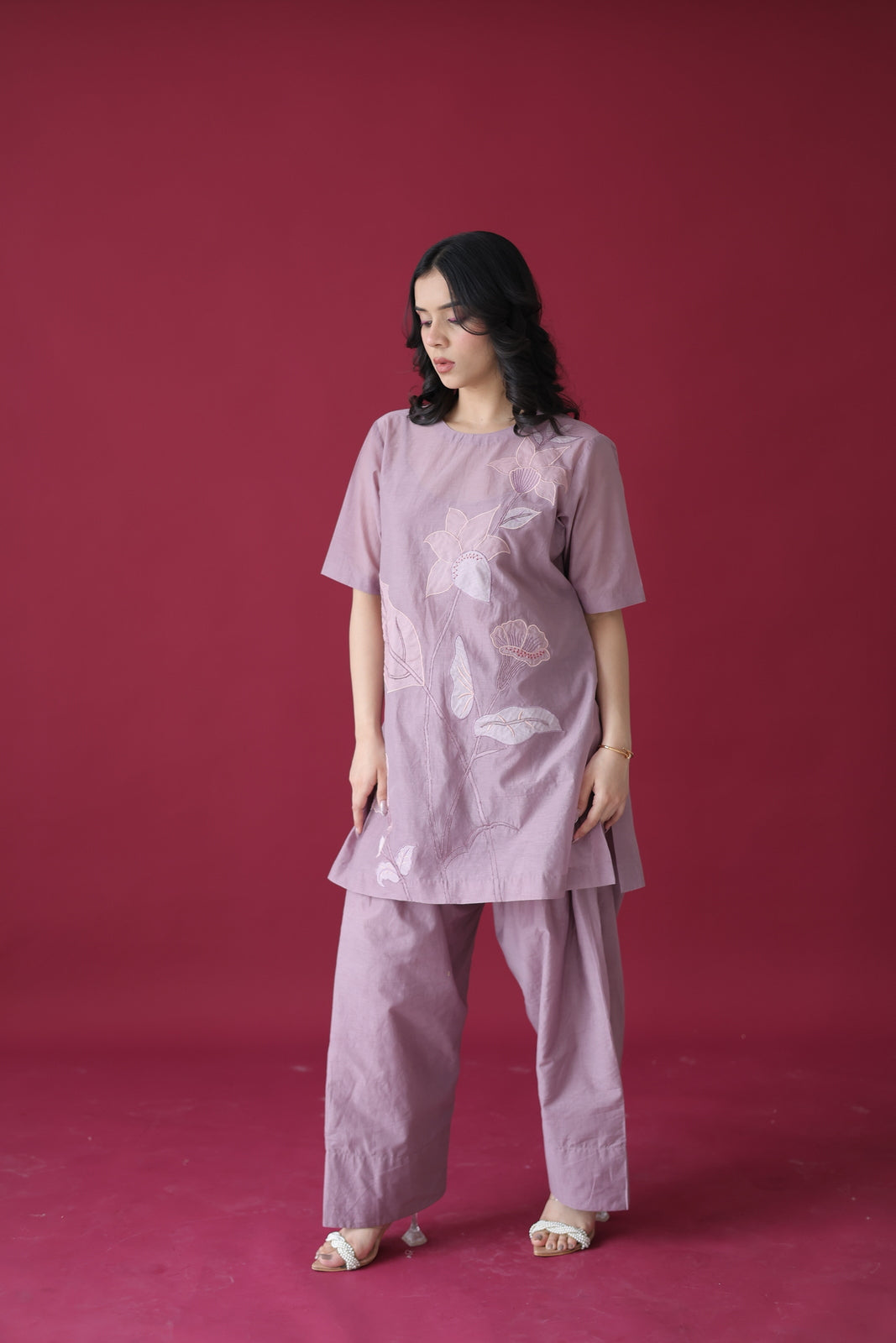 Mauve Reverie Farshi Coord Set