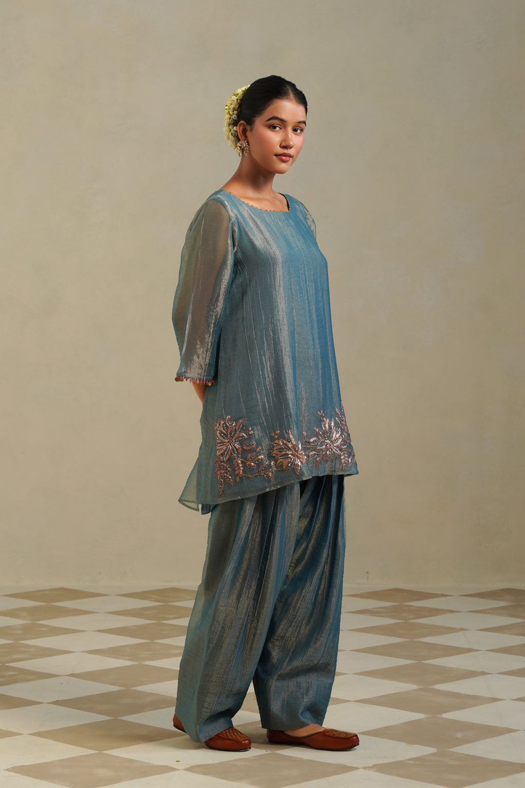 Tarang Steel Blue Farshi Co-ord Set