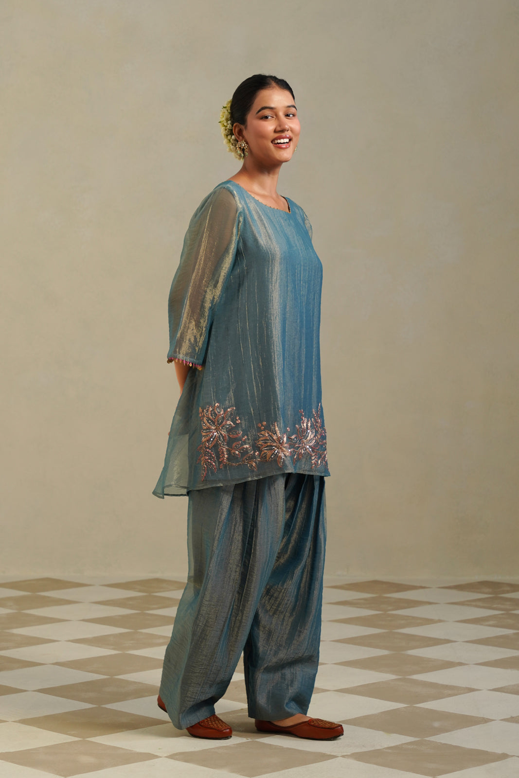 Tarang Steel Blue Farshi Co-ord Set