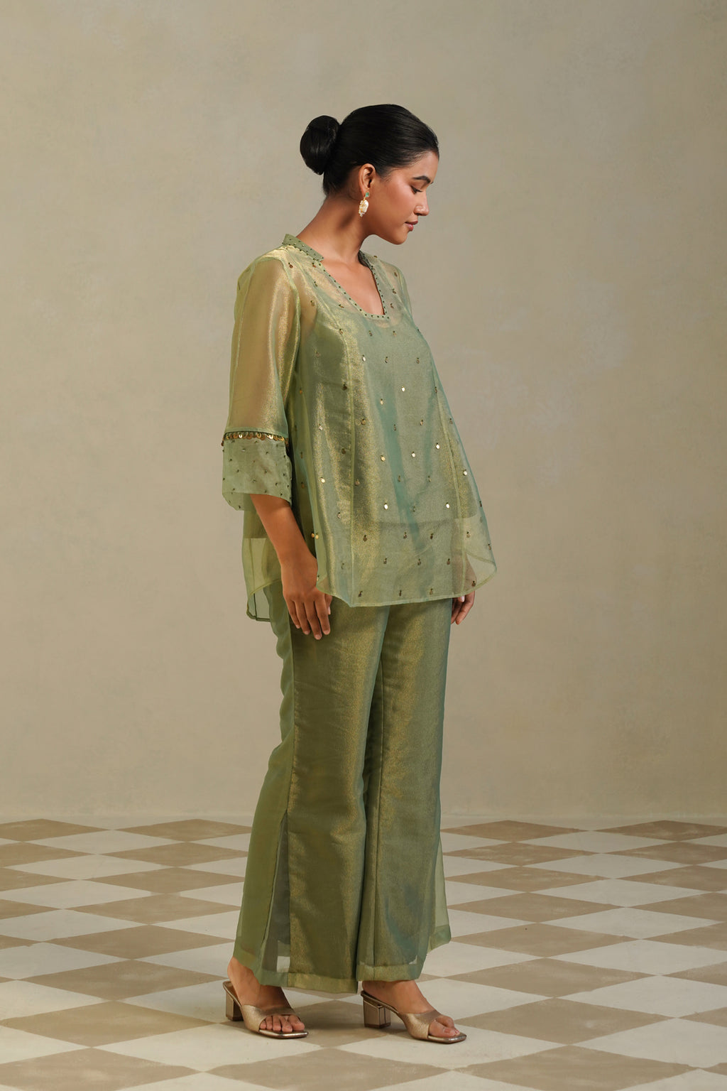 Madhavi Sage Olive Farshi Co-ord Set