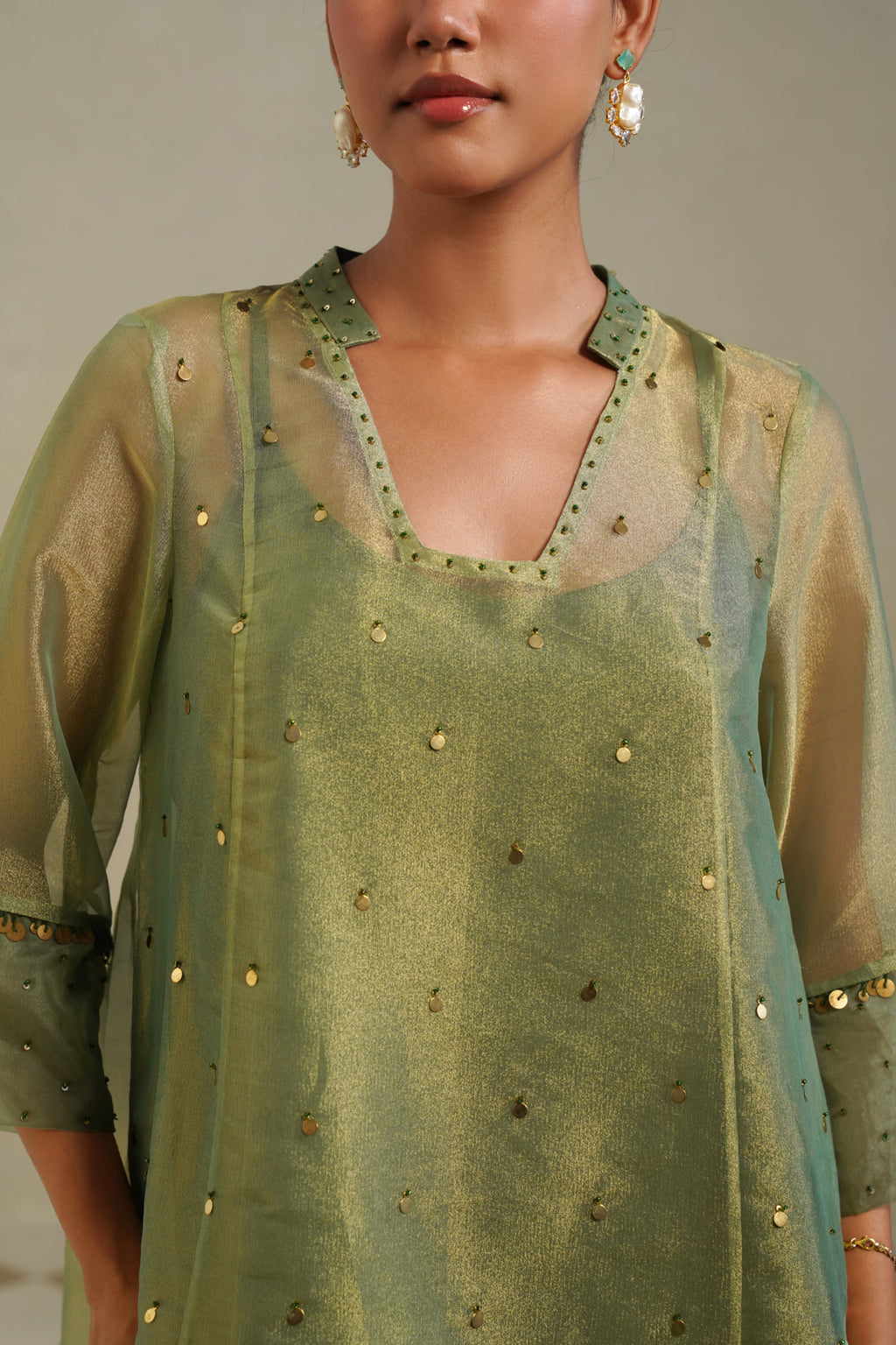 Madhavi Sage Olive Farshi Co-ord Set