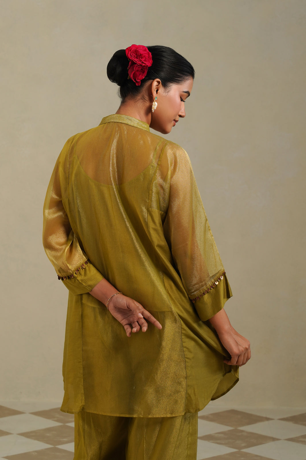 Vanya Lime Green Gold Kurta Co-ord Set