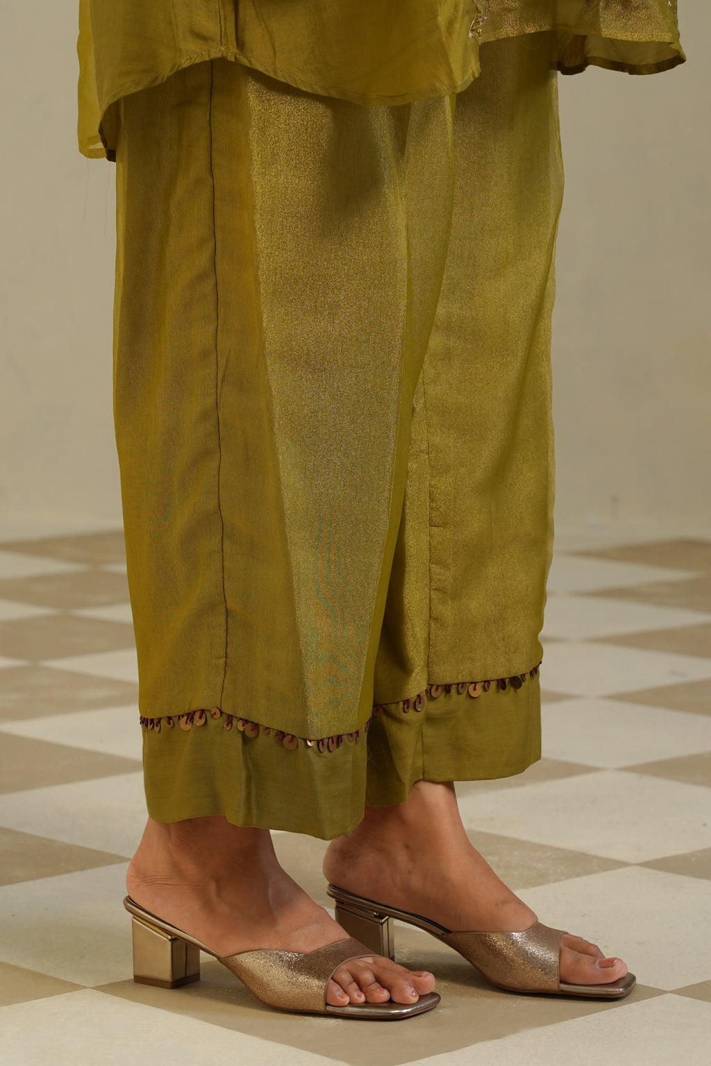 Vanya Lime Green Gold Kurta Co-ord Set