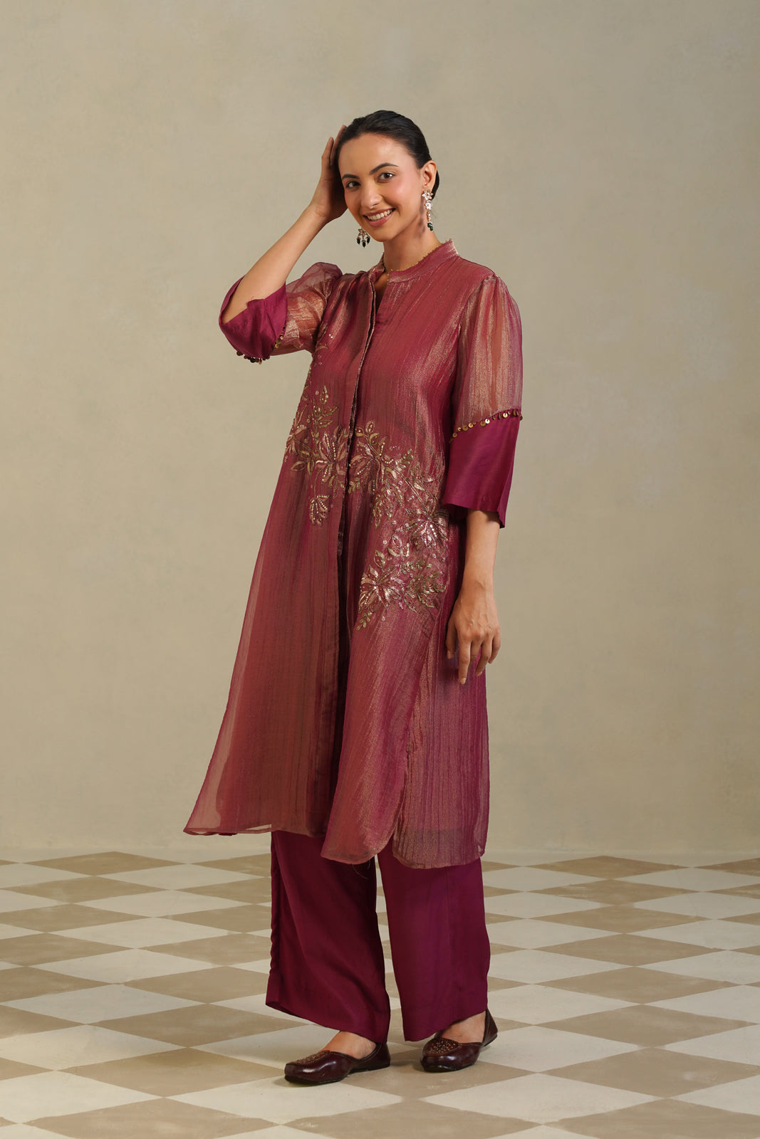 Gulposh Muted Berry Kurta Co-ord Set