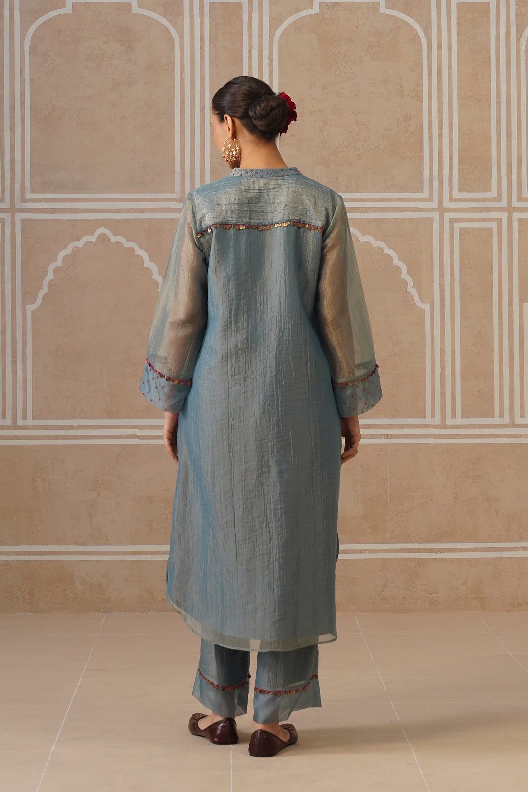 Mahira Steel Blue Kurta Co-ord Set