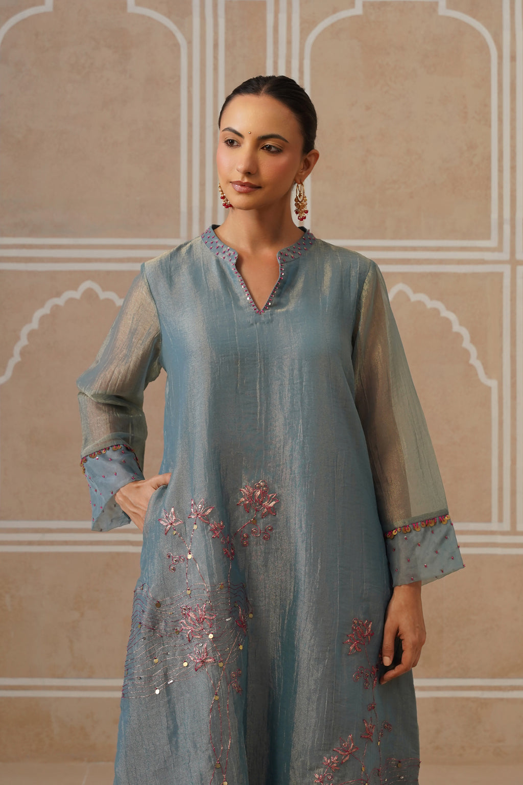 Mahira Steel Blue Kurta Co-ord Set