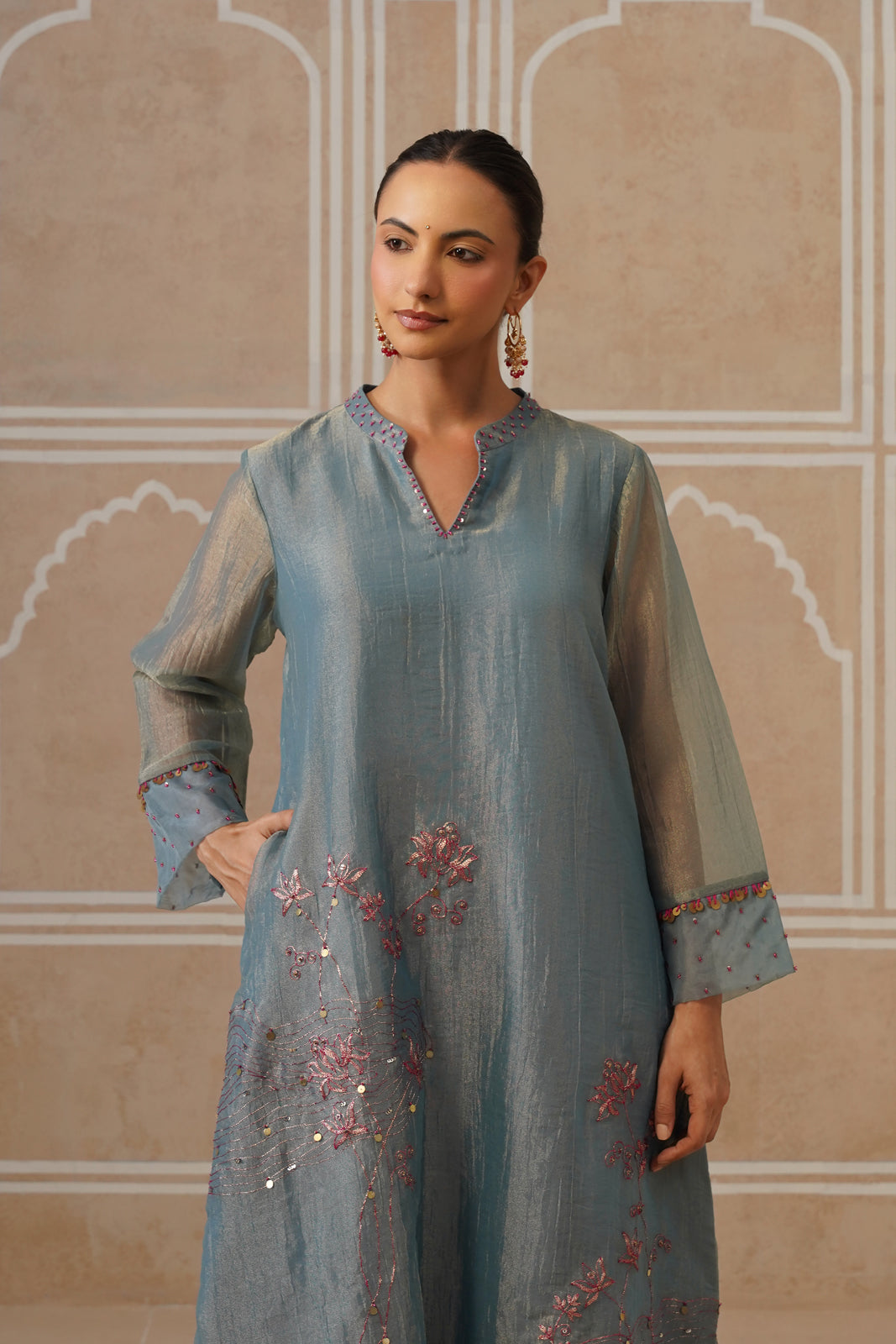 Mahira Steel Blue Kurta Co-ord Set