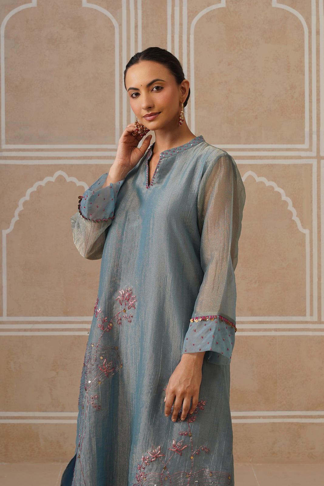 Mahira Steel Blue Kurta Co-ord Set