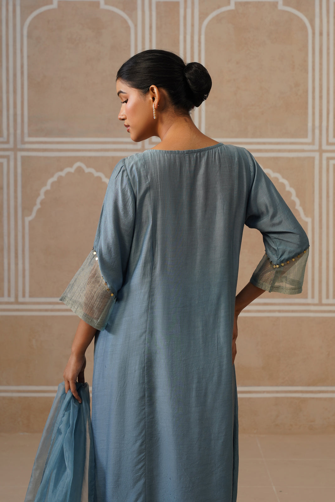 Tara Steel Blue Shirt Co-ord Set