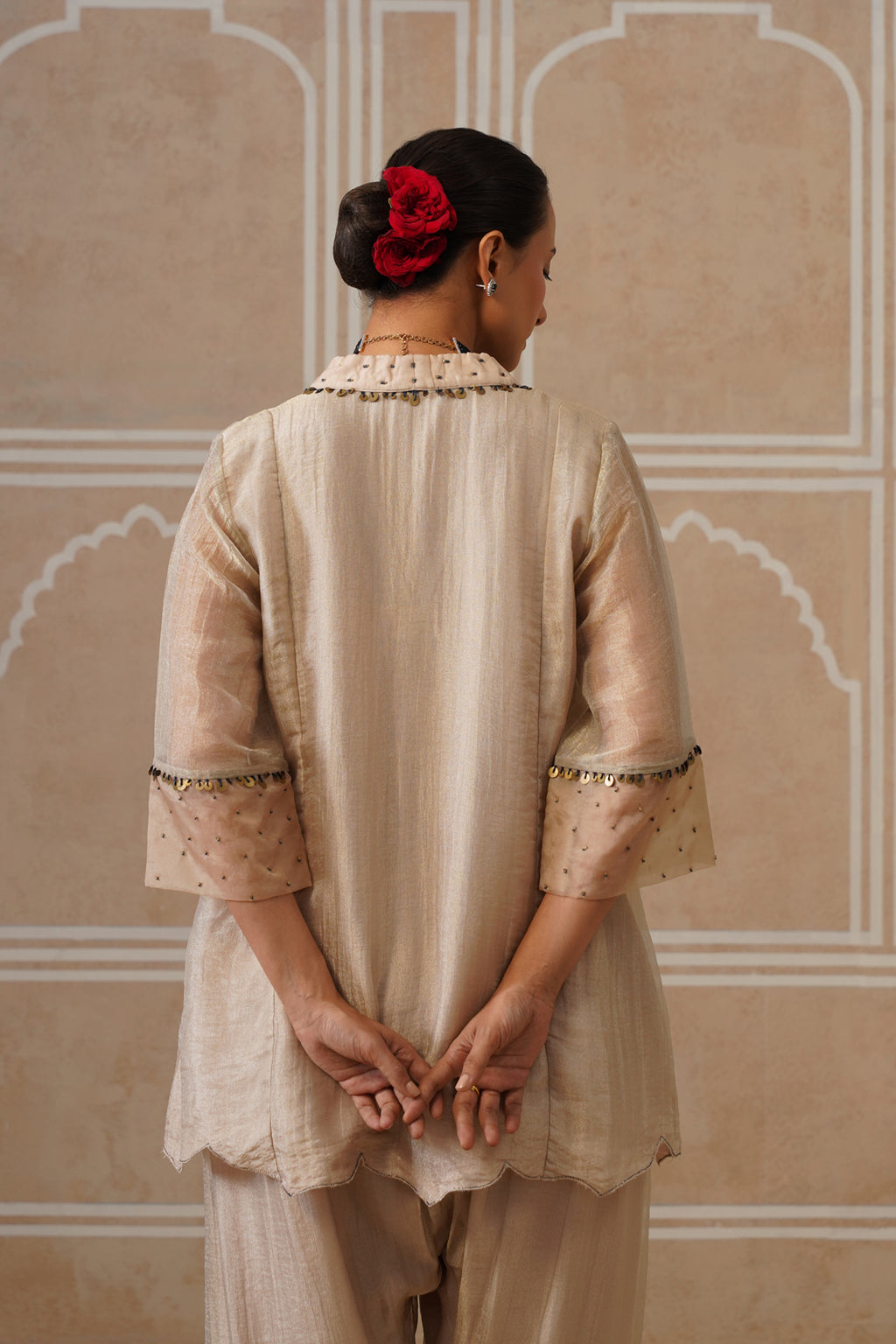 Meher Champagne Ivory Shirt Co-ord Set