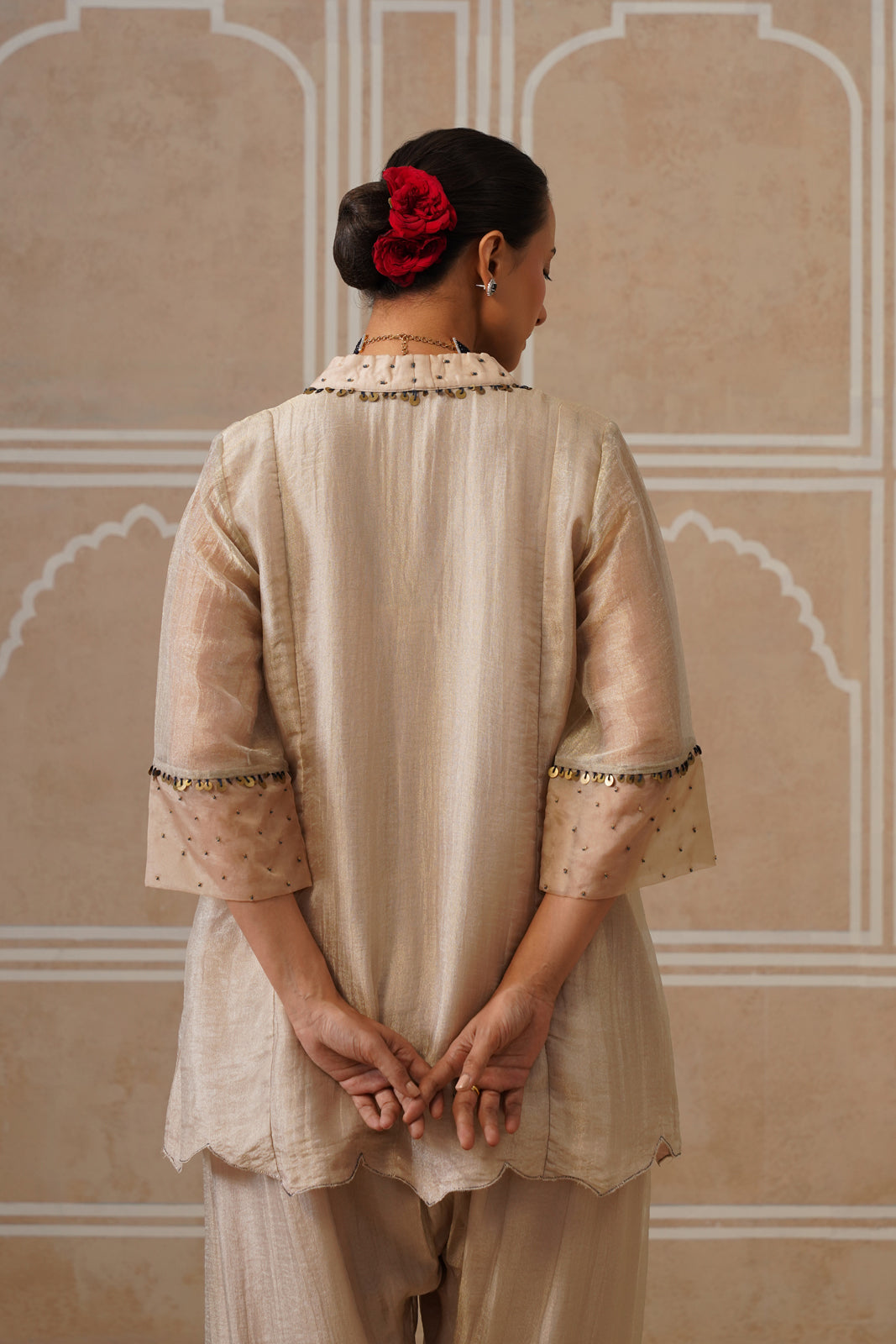 Meher Champagne Ivory Shirt Co-ord Set