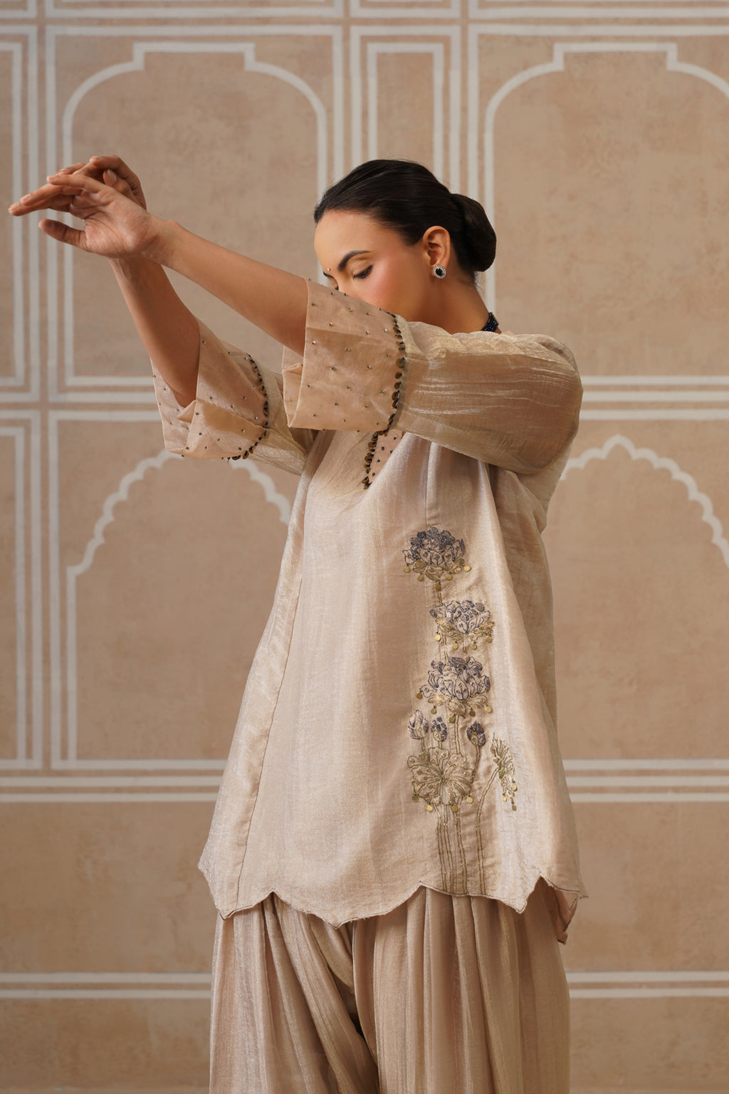 Meher Champagne Ivory Shirt Co-ord Set