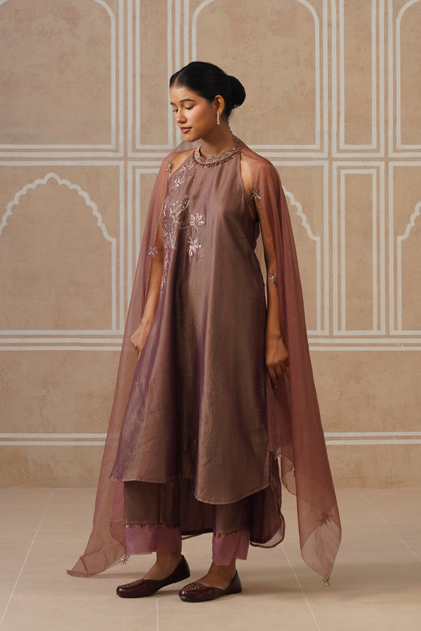Afsana Muted Berry Shirt Co-ord Set alternate angle